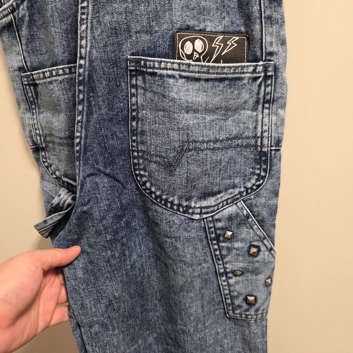 Edwin 카펜터 데님 오버롤 청바지 30-31 상품이미지7