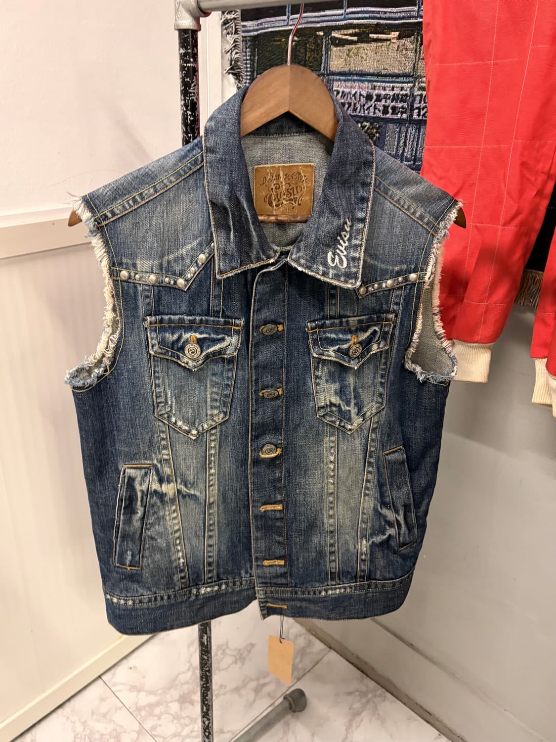 (정품/M)에비수 빈티지 웨스턴 데님 조끼 a1 상품이미지2