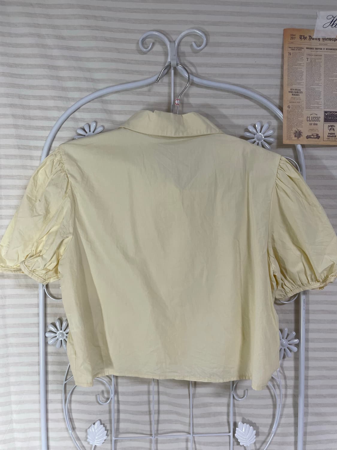 빈티지 크림 리본 트임 크롭 셔츠 872 y2k 스트릿 모리 갸루 일본빈 상품이미지2