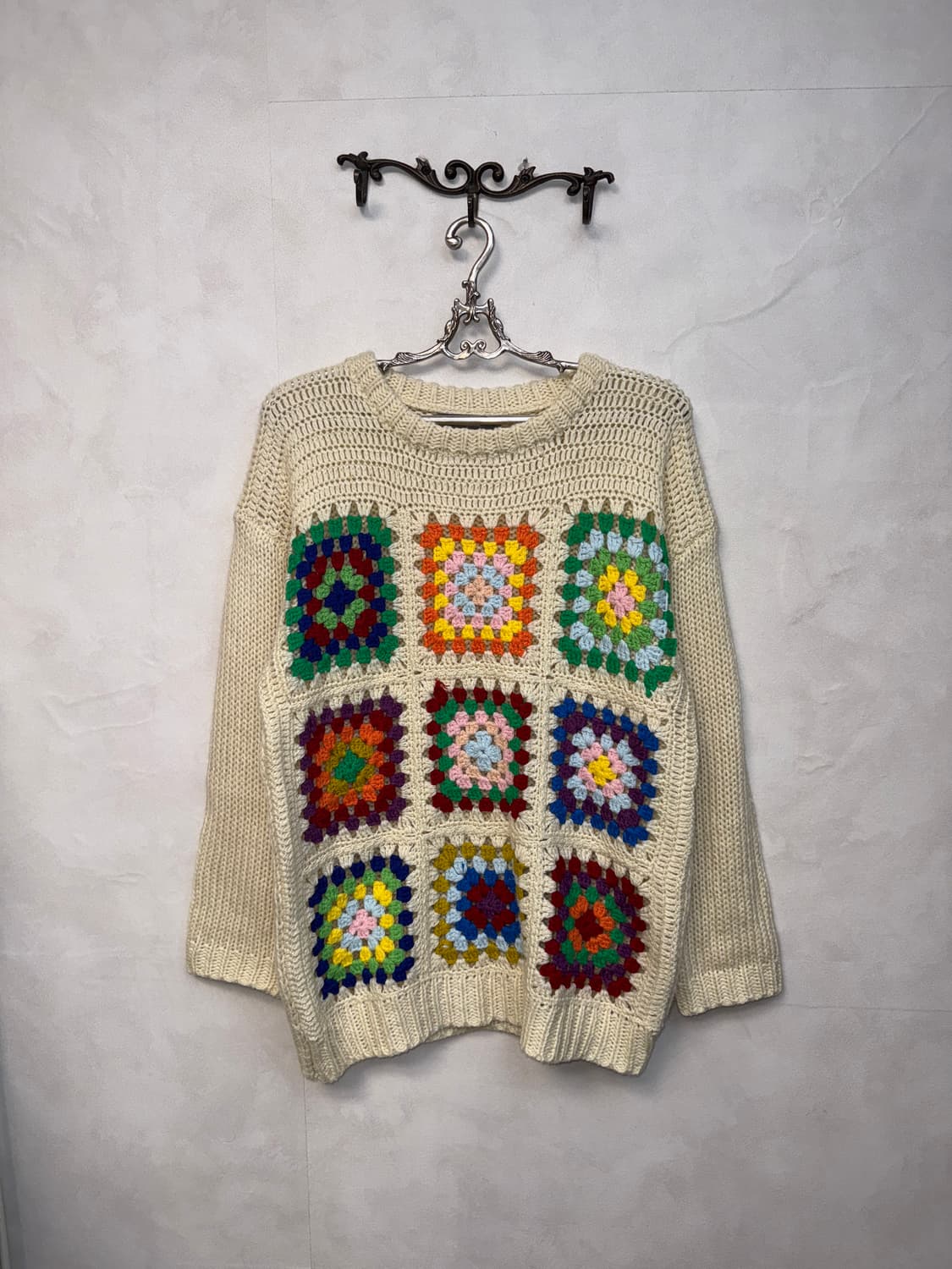 Ivory color mix crochet over knit 상품이미지3