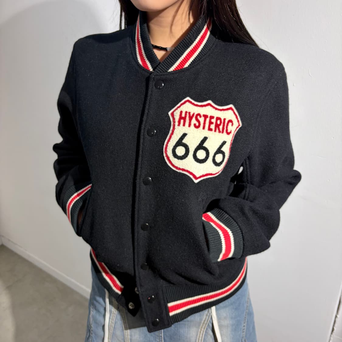 90s 히스테릭 글래머 Kinky 666 울 바시티 자켓 상품이미지2