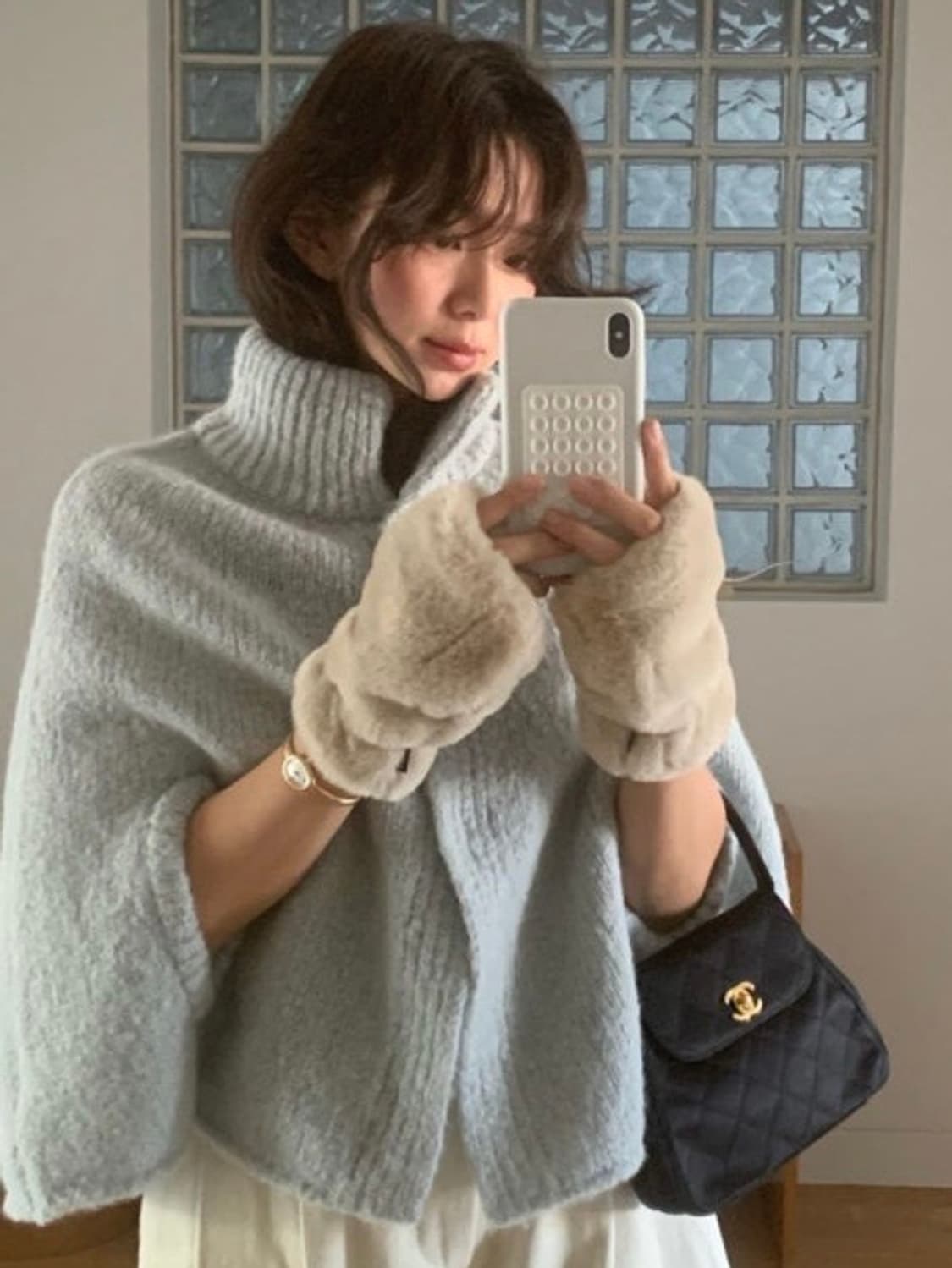 파르벵 산타 울 케이프 아이스블루 상품이미지1