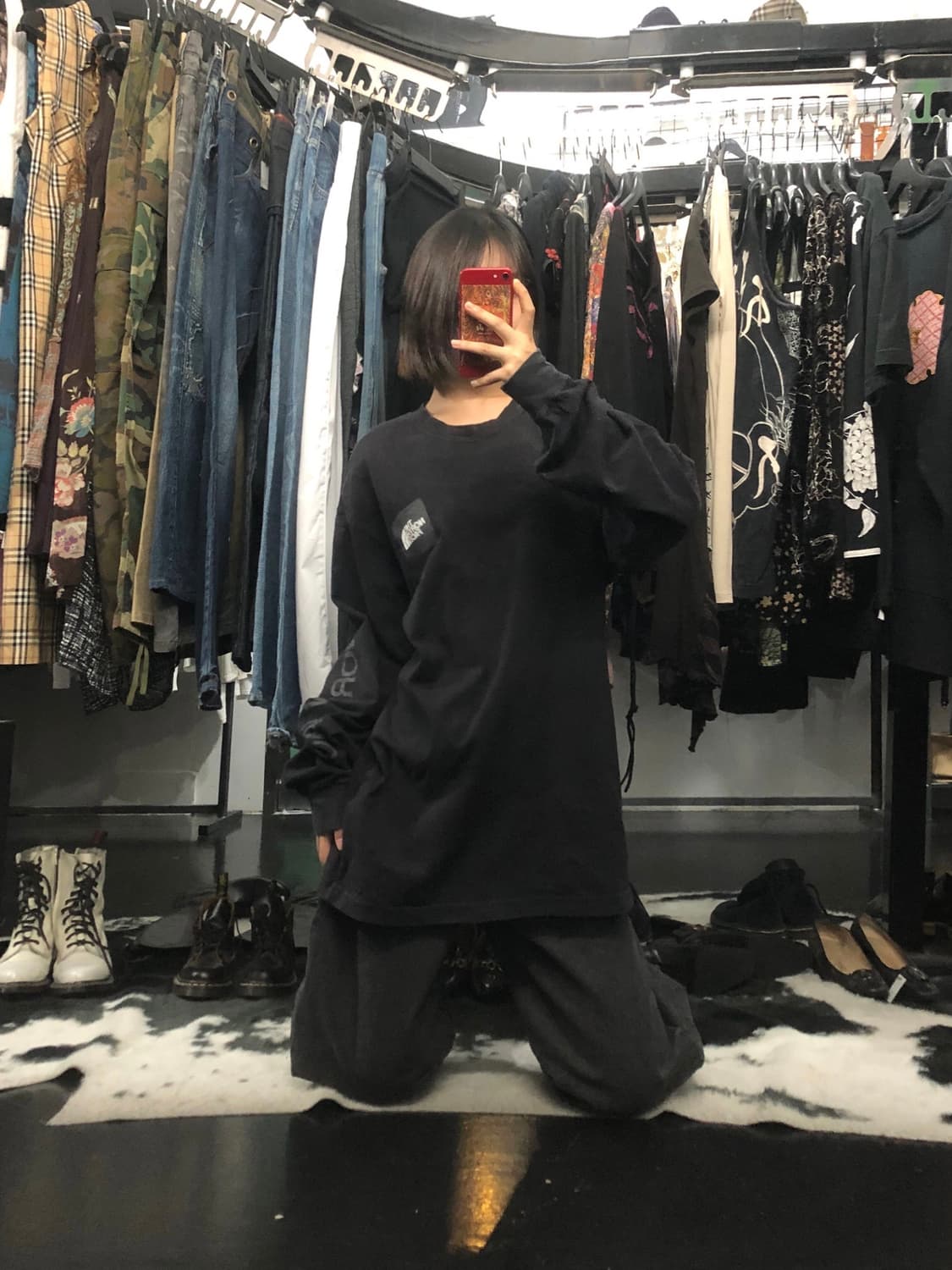 노스페이스 오버핏 블랙 롱슬리브  상품이미지1