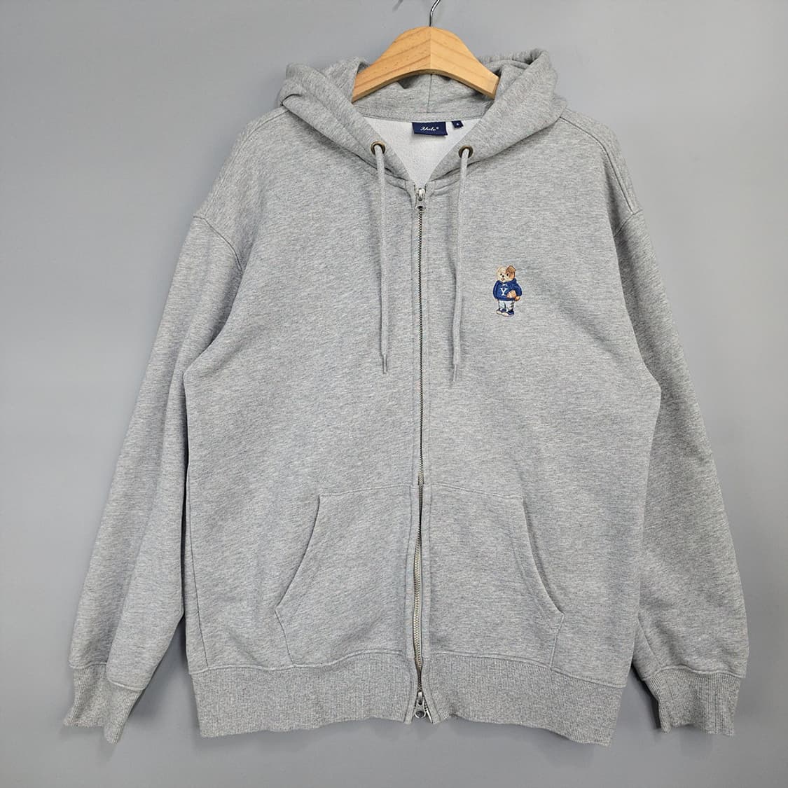 예일 YALE 베어 자수 후드집업 그레이 S 상품이미지1
