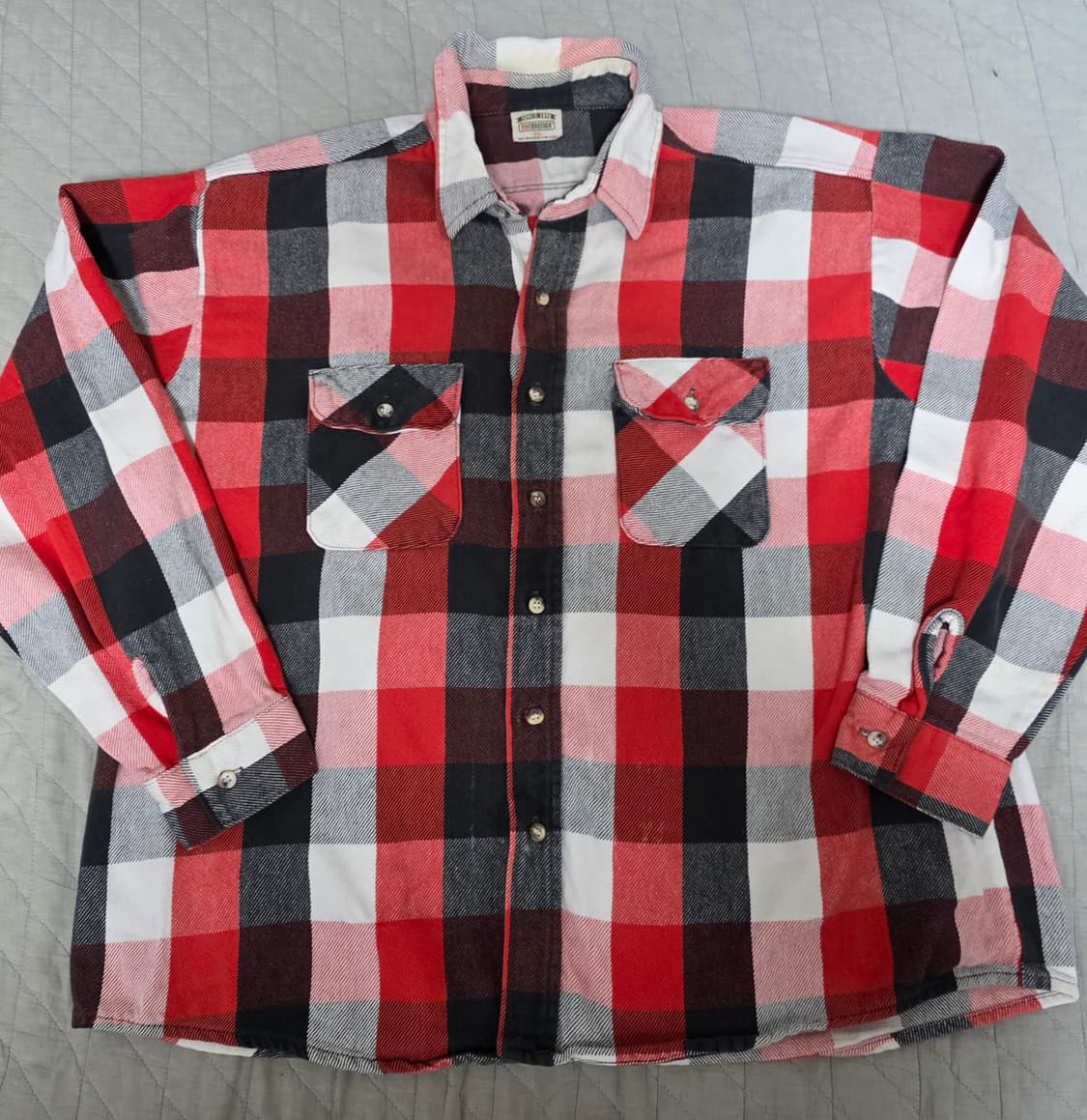 [XXL] 80s 파이브 브라더 빈티지 플란넬 체크 셔츠 레드/블랙 상품이미지1