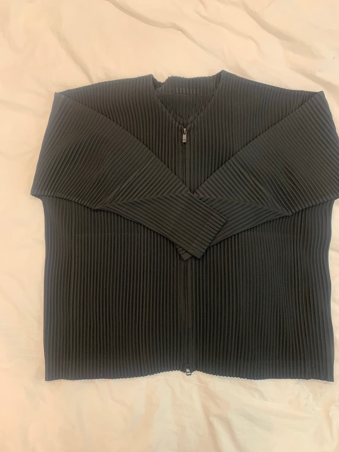 옴므플리세 집업 가디건 3 블랙 상품이미지1