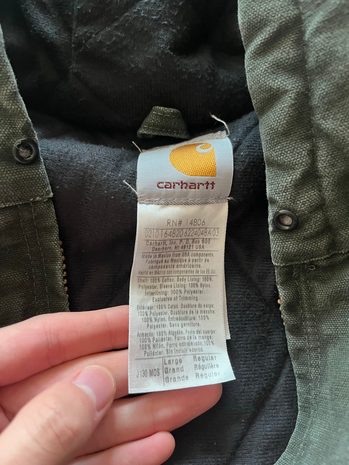 [L] 칼하트 j130 샌드스톤 덕 액티브 자켓 모스 상품이미지4