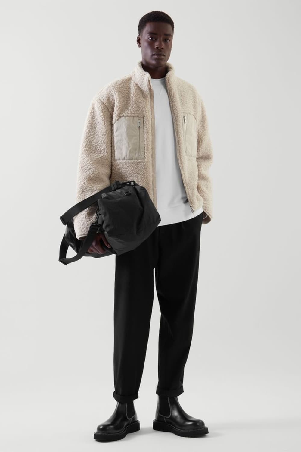 (L) 코스 패치 포켓 테디 플리스 자켓 아이보리 상품이미지3