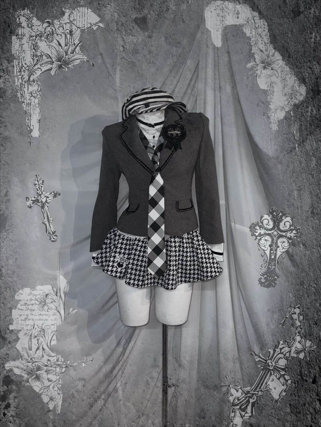 무채색 그레이 공겜여주깔 프레피 코디세트 상품이미지1