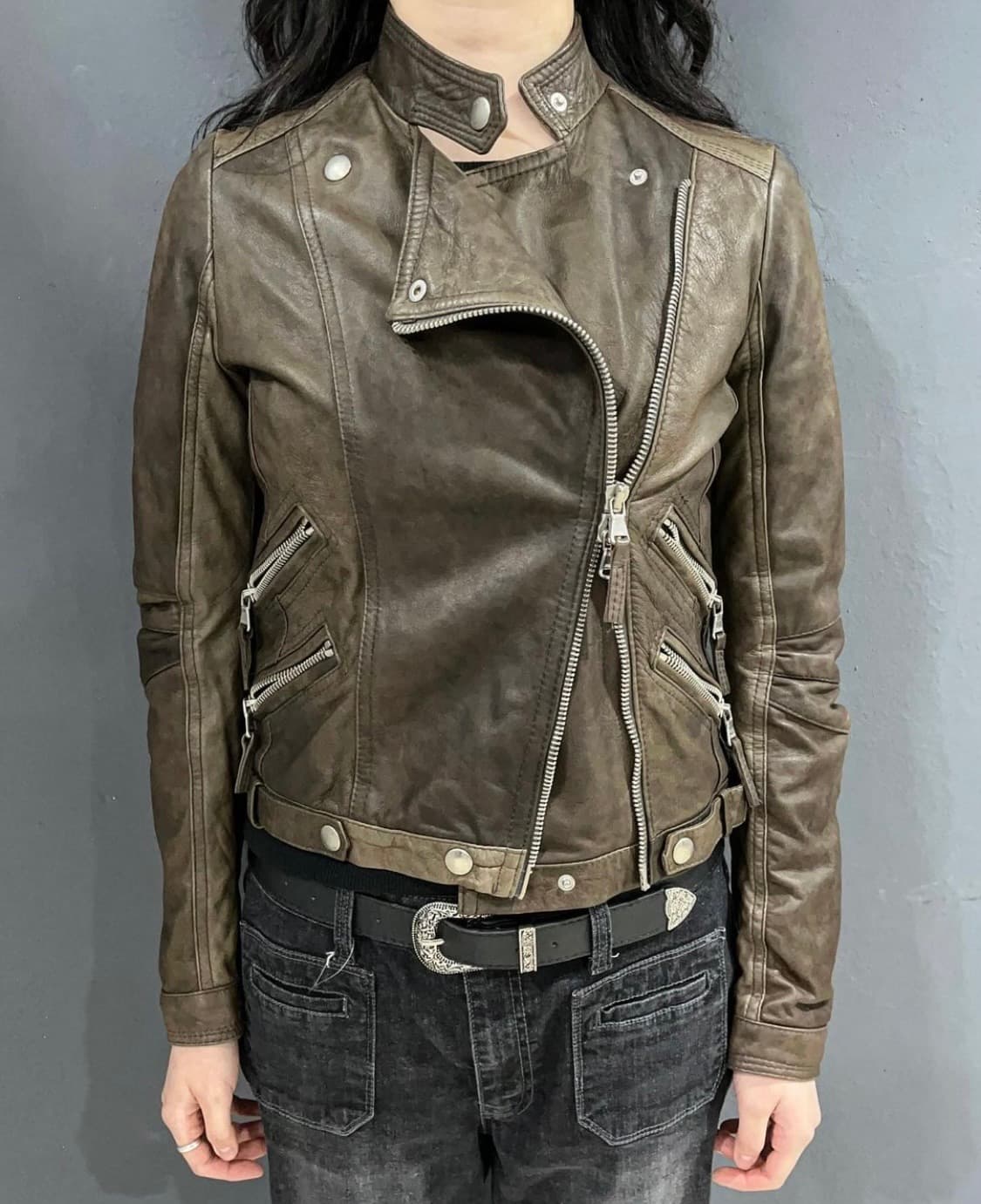 Dacute 쉽 스킨 4-zip 더블 라이더 재킷 상품이미지5