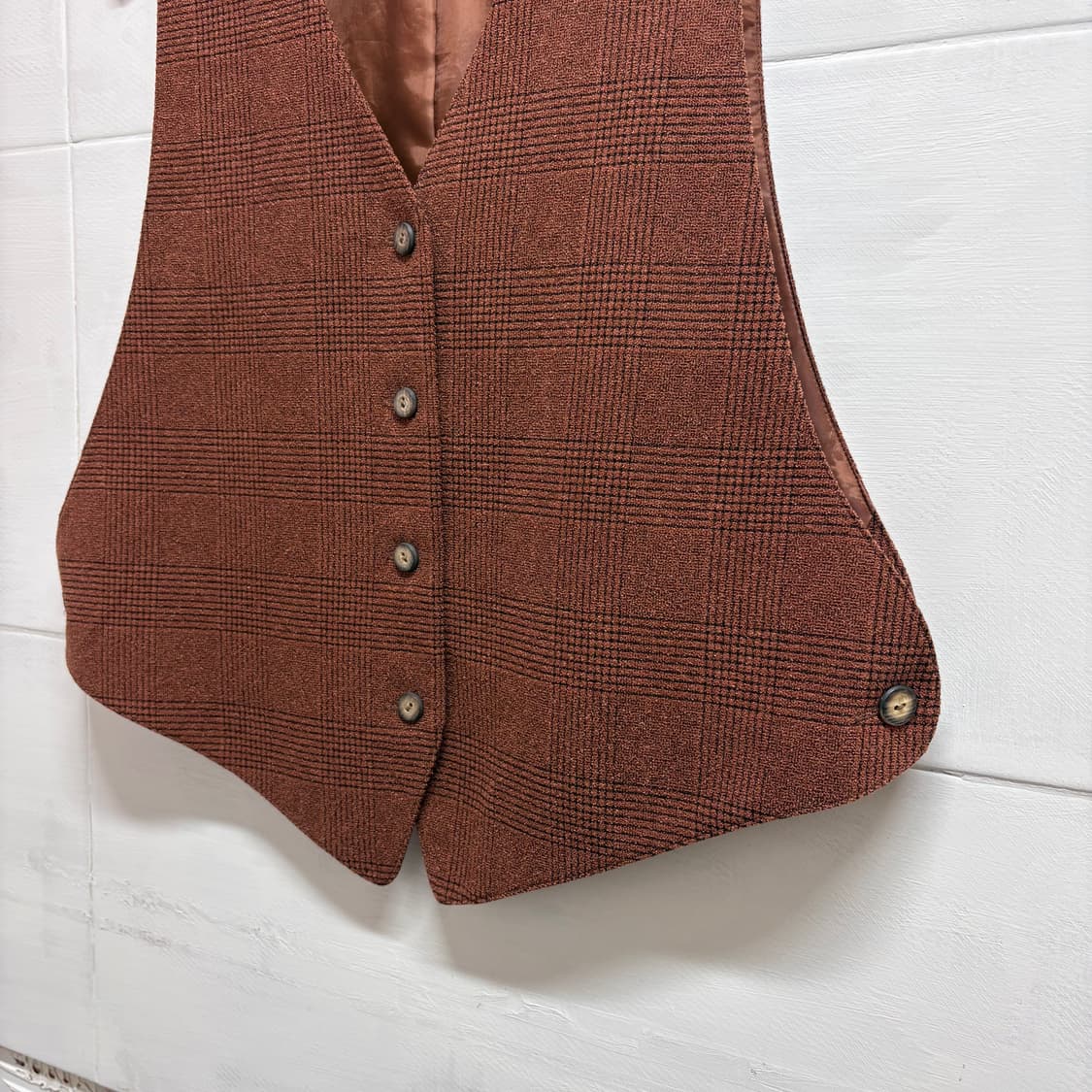 브릭 브라운 체크 사이드 오픈 베스트 JPN 상품이미지2