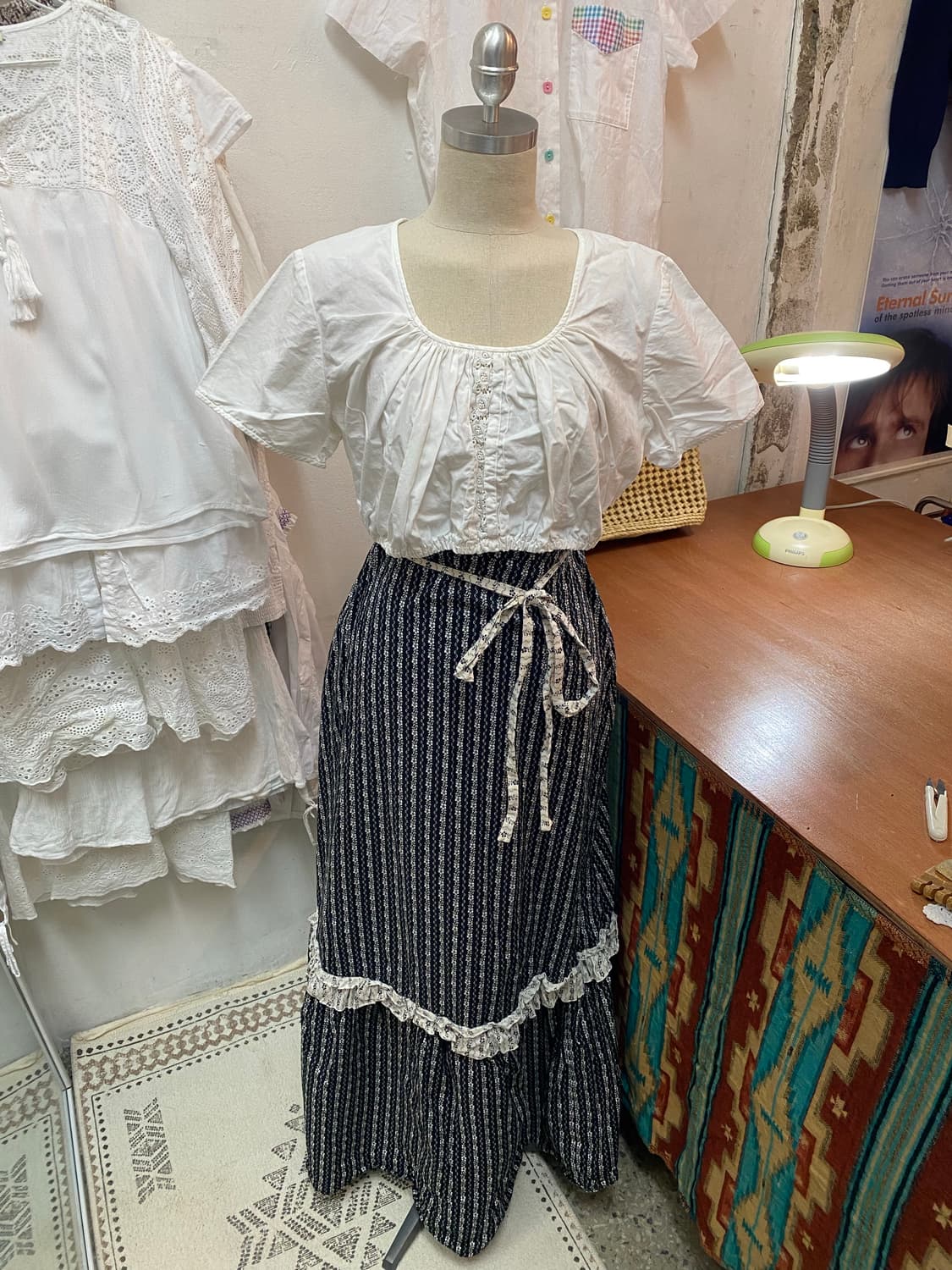 유럽빈티지 블라우스 치마 set 셋업 상품이미지1