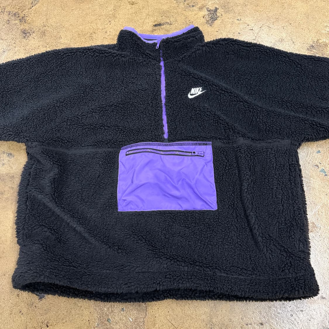 [정품/M] 나이키 블랙 뽀글이 플리스 퍼플 포인트 b18 상품이미지3