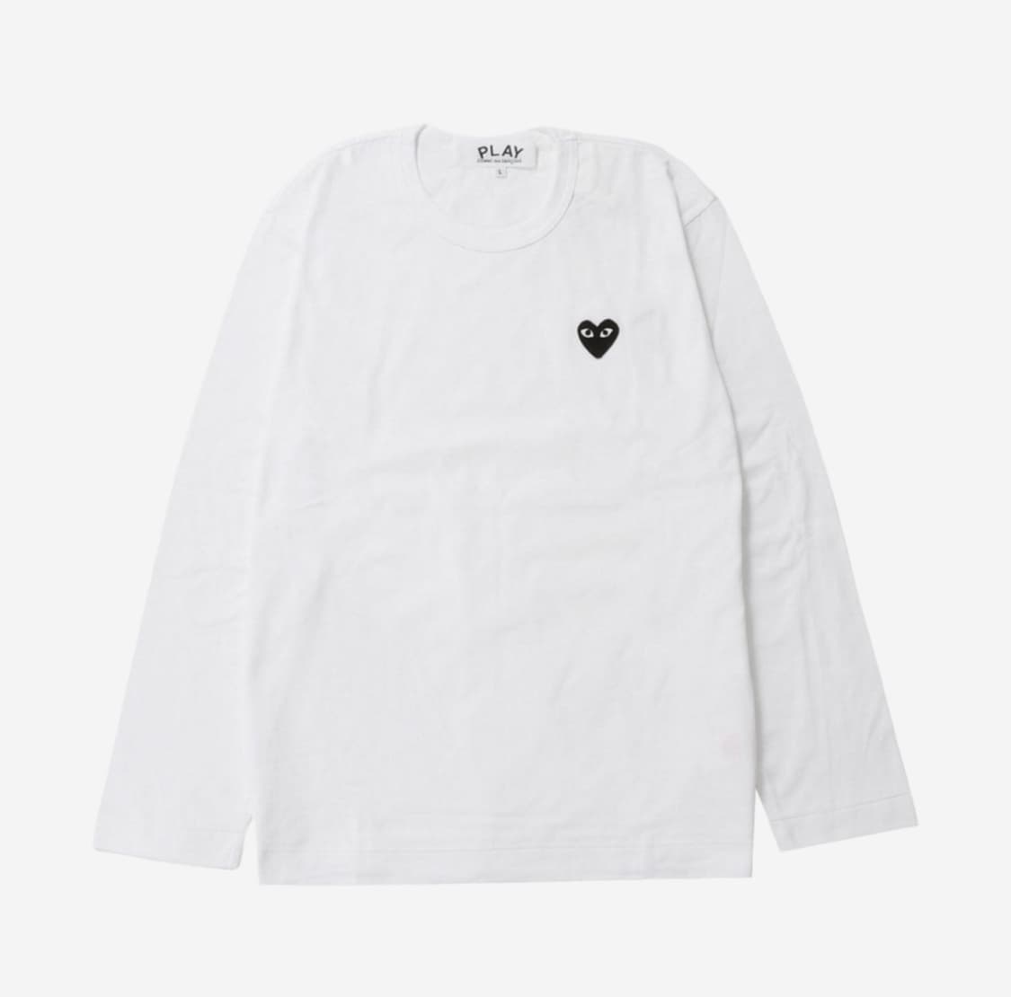 플레이 꼼데가르송 블랙 하트 롱슬리브 티셔츠 화이트 상품이미지1