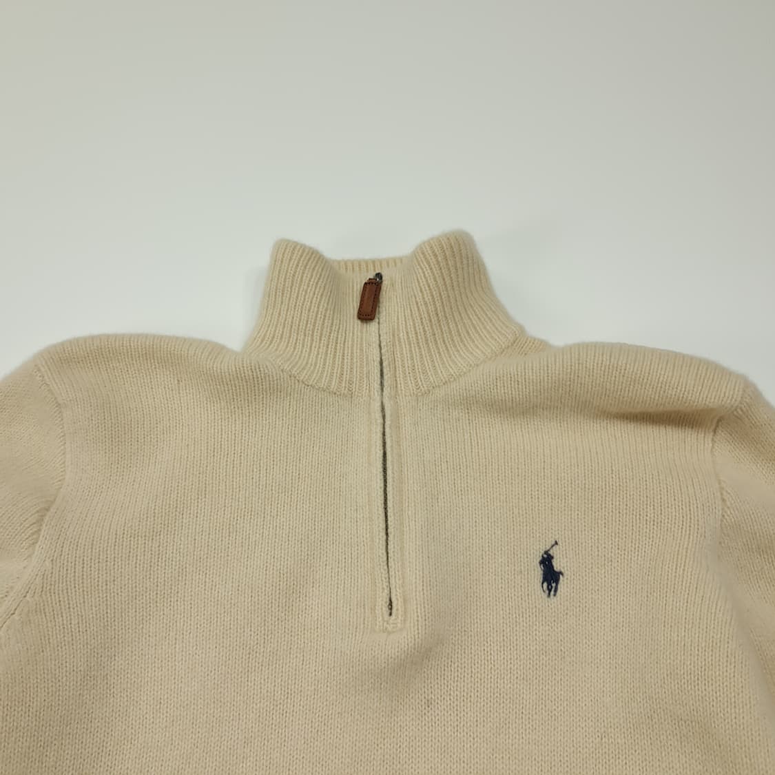 CL560 S 폴로 00s 램스울 가죽풀러 크림 하프집업 니트 스웨터 상품이미지2