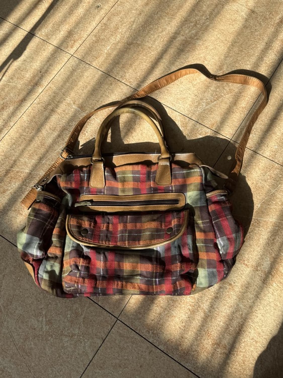 빈티지 포켓 체크 크로스백 숄더백 상품이미지1