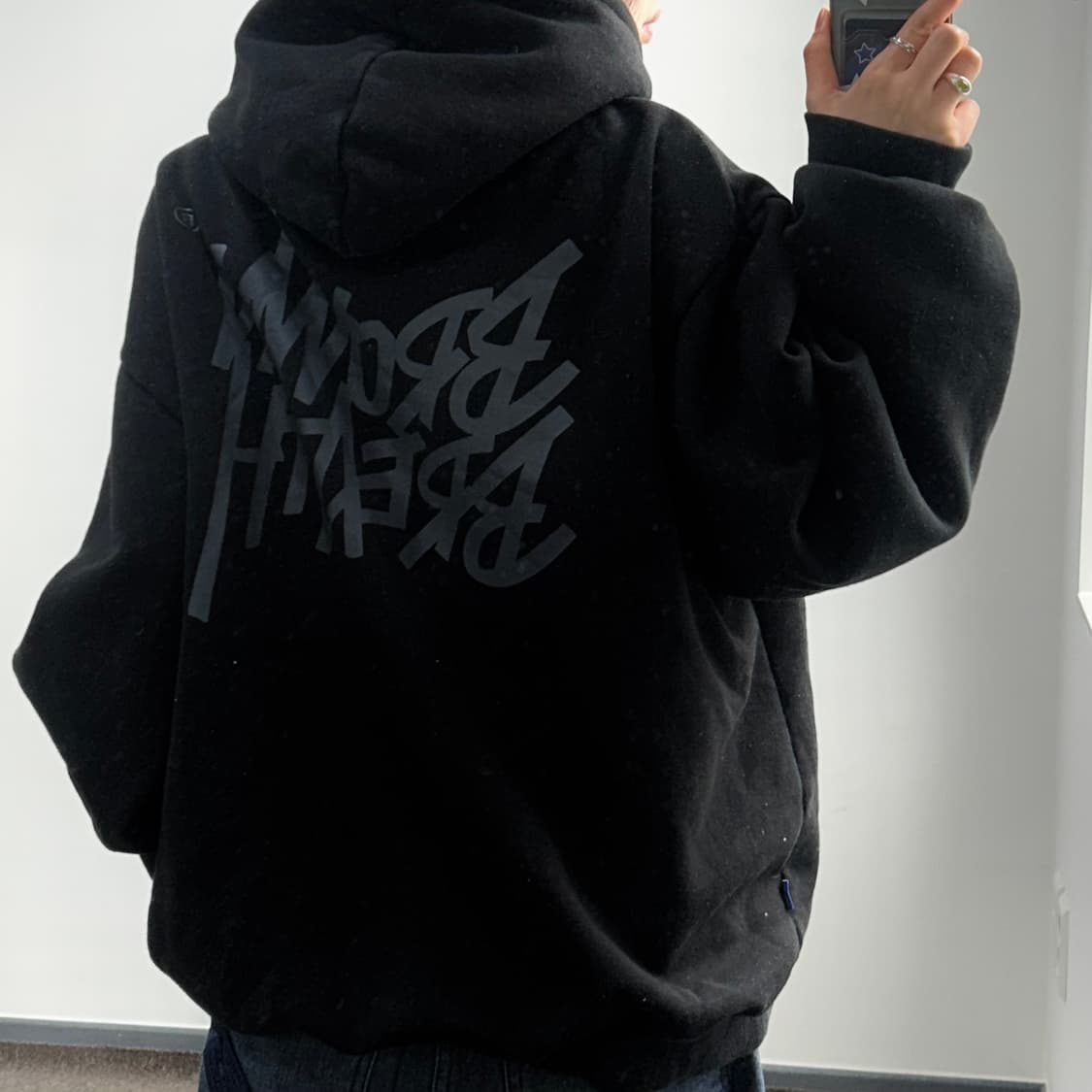 Brown Breath 브라운 브레스 그레이 로고 후드티 상품이미지2