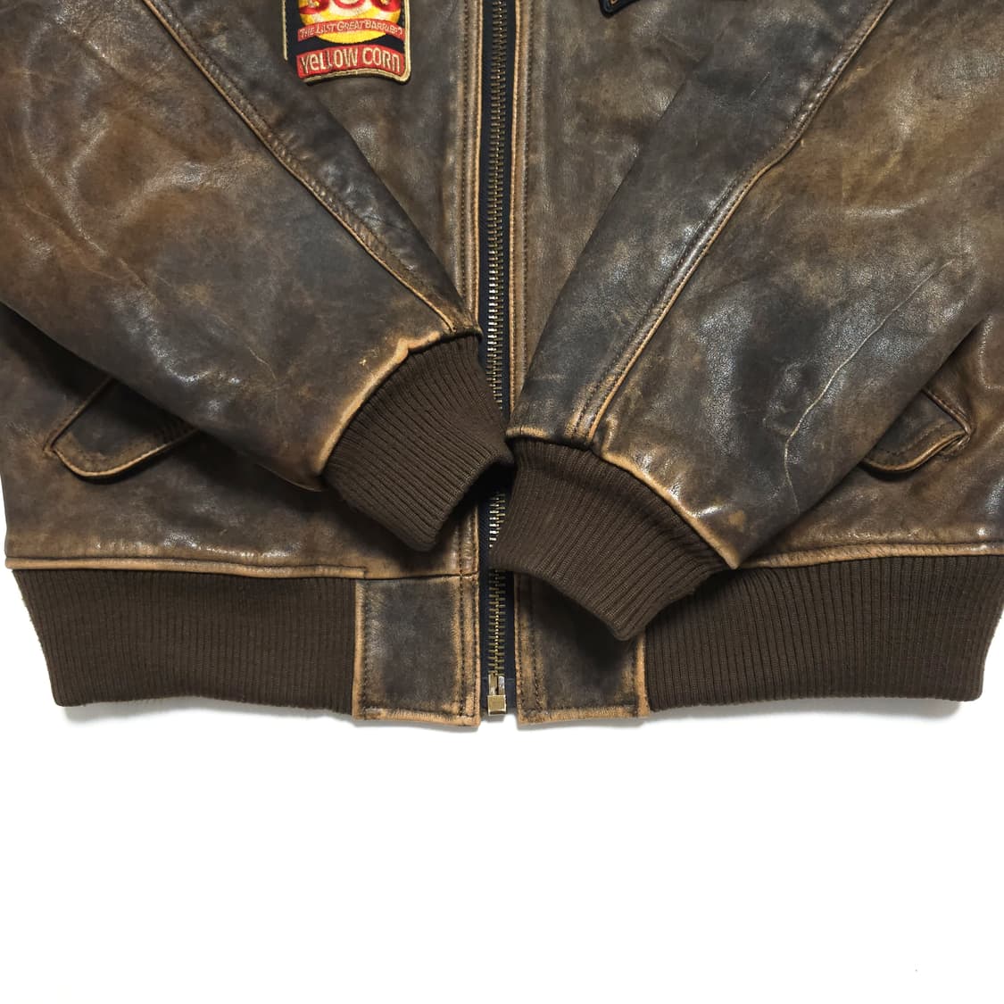 옐로우콘 90s 빈티지 라이딩 카우 레더 가죽 자켓 상품이미지6