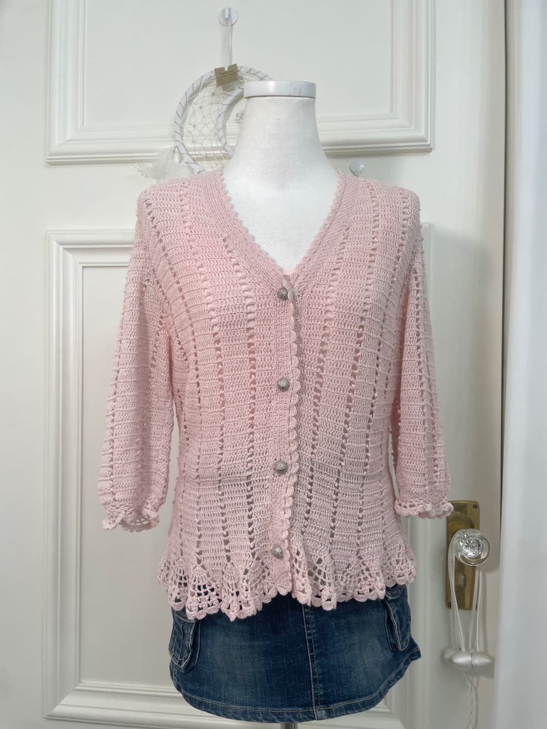 pink crochet spring cardigan&basic sheer 상품이미지5