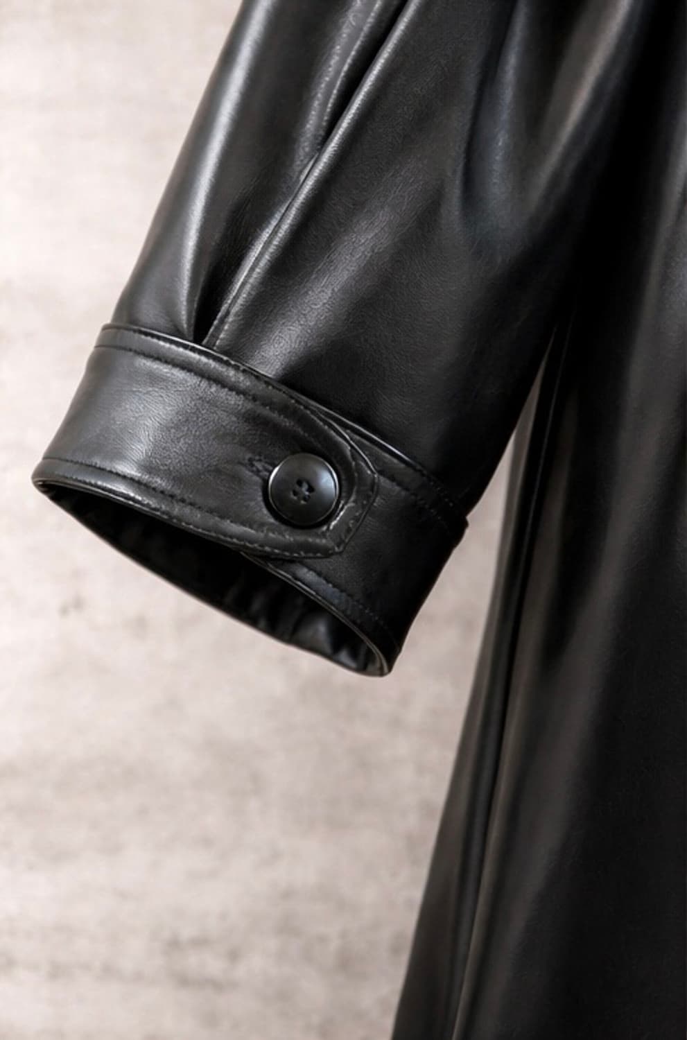 블랙 레더 롱 자켓  상품이미지4