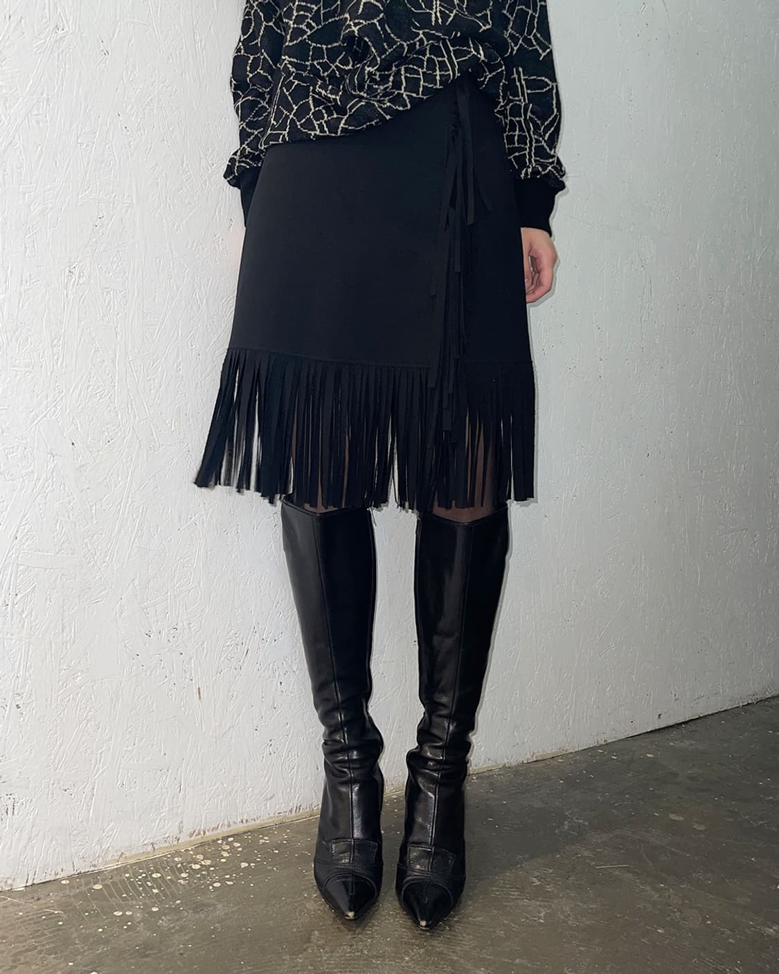 MSGM 18SS 프린지 엣지 랩 스커트 상품이미지2
