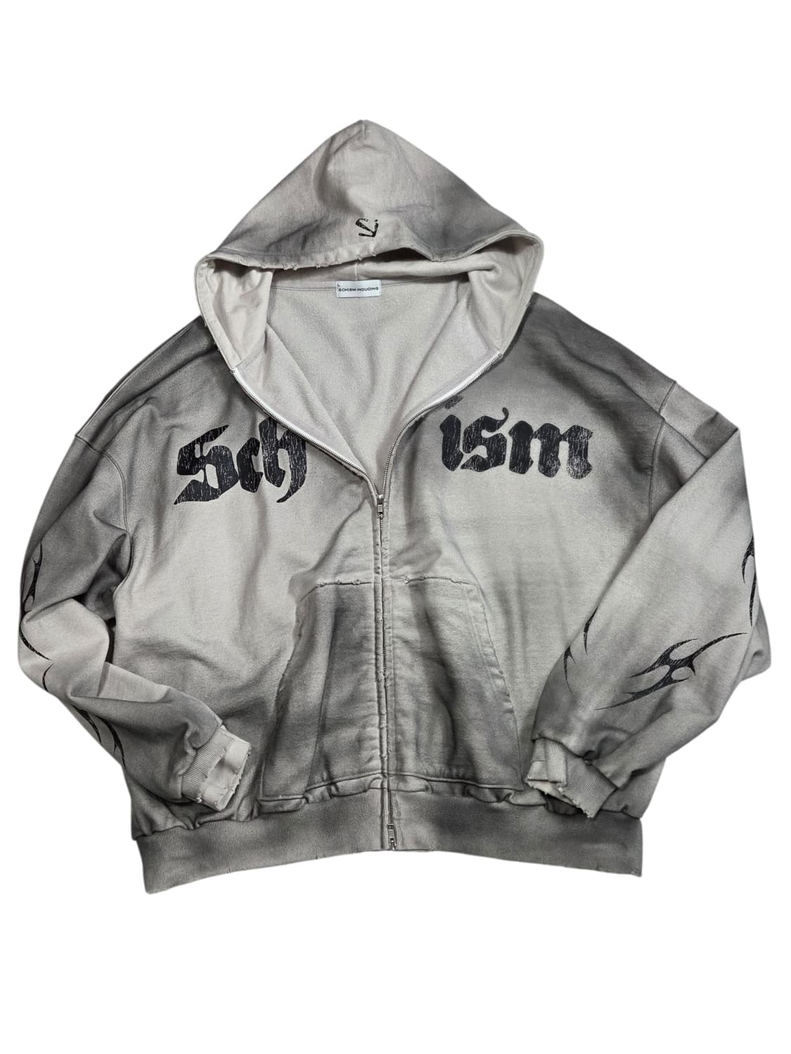 스키즘 인듀싱 라이트그레이 블랙워싱 후드집업 L 상품이미지5