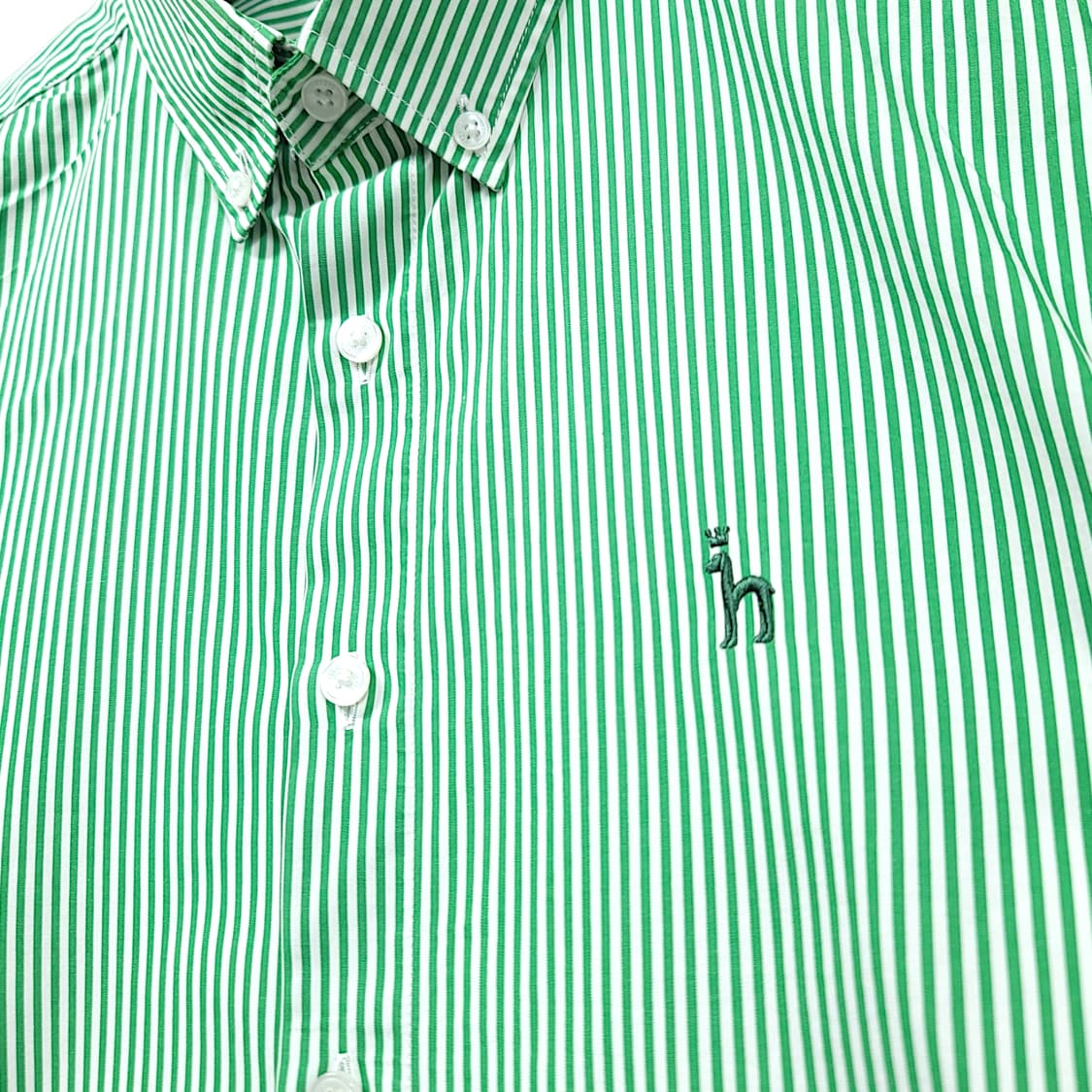 [100] 헤지스 그린&화이트 스트라이프 긴팔셔츠 상품이미지4