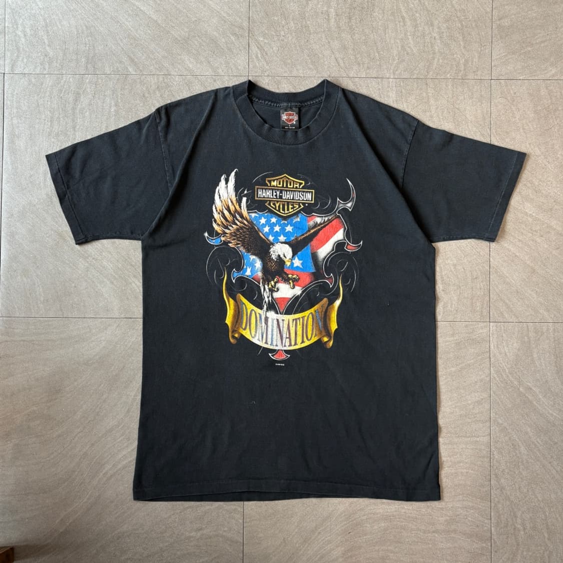96년 미국 생산 할리데이비슨 싱글스티치 블랙 반팔 티셔츠 상품이미지1