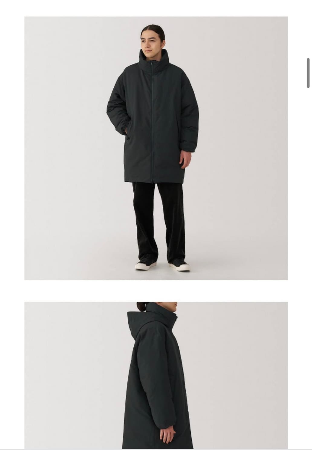 무인양품 무지 muji 발수 스탠드칼라 다운 코트 블랙 상품이미지4