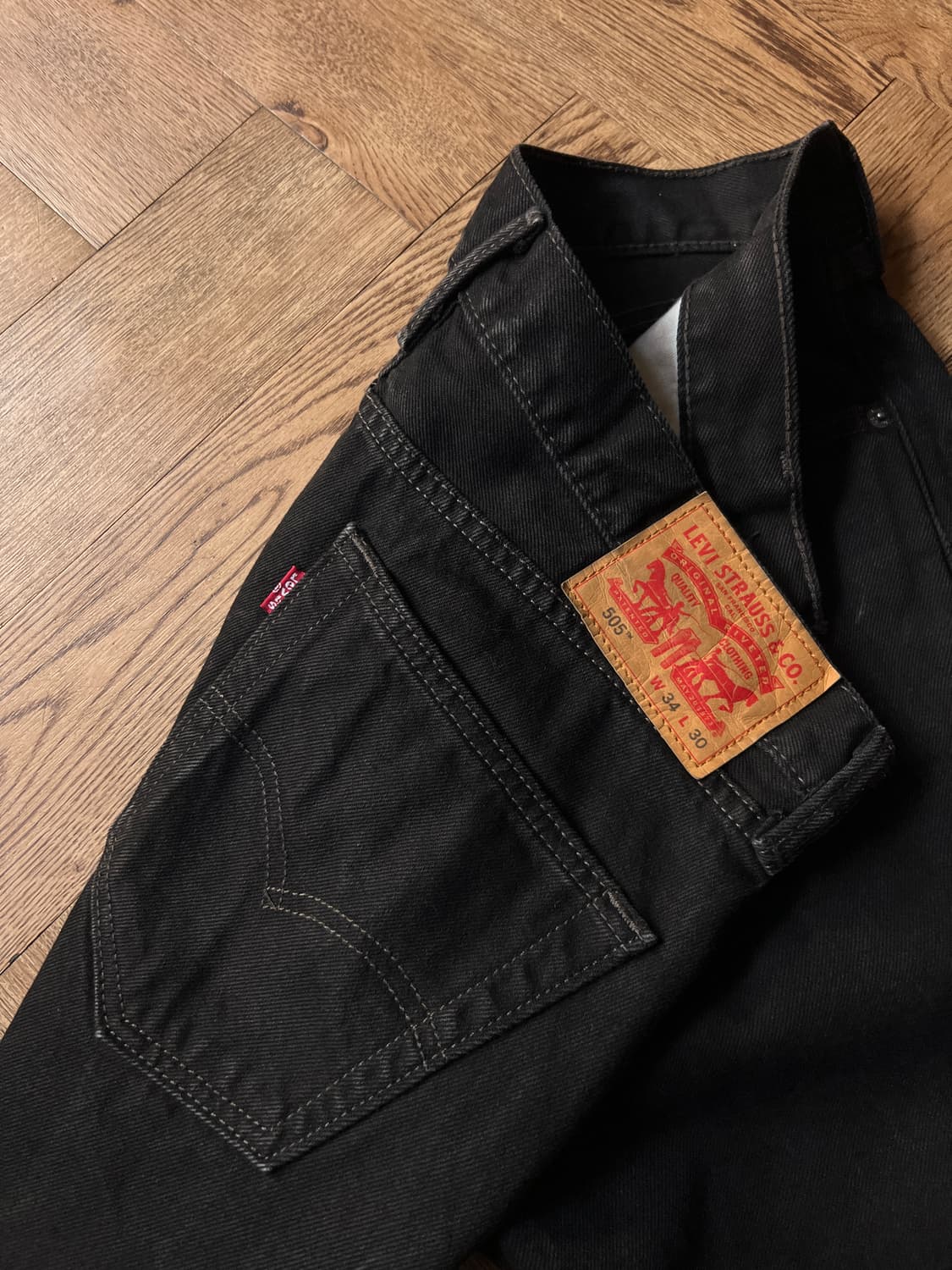 [34]리바이스 505 레귤러 스트레이트 흑청 데님 팬츠 상품이미지5