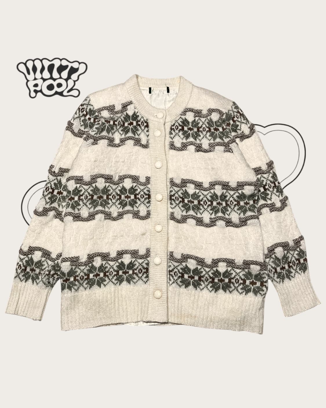 빈티지 라운드 노르딕 니트 가디건 상품이미지1