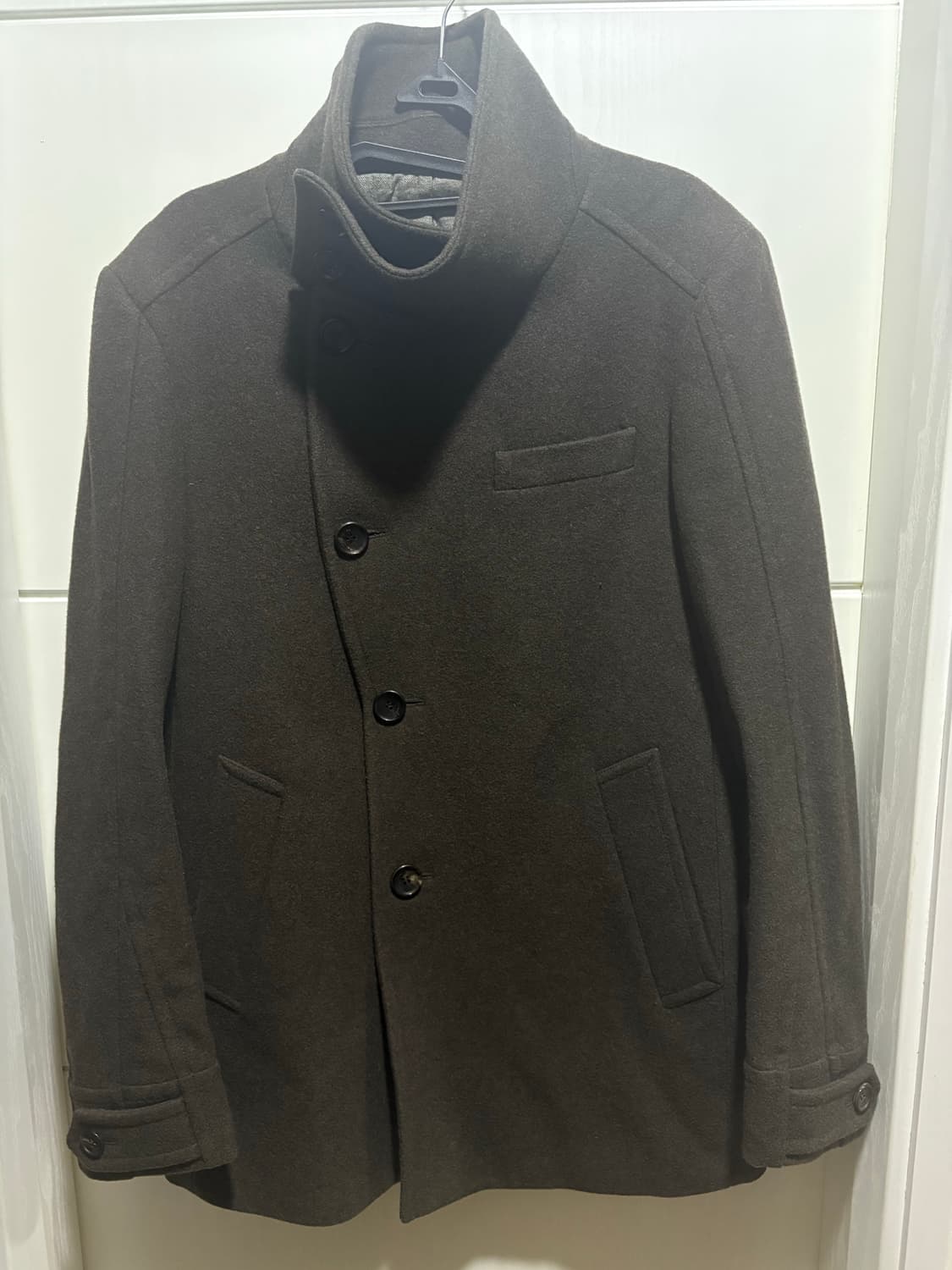 Beaker 비정형 하이넥 코트 다크브라운 상품이미지2