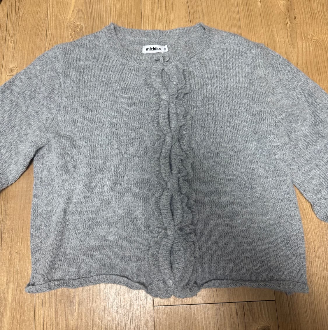 미치코런던 러플 울 니트 가디건 세트 그레이 상품이미지3