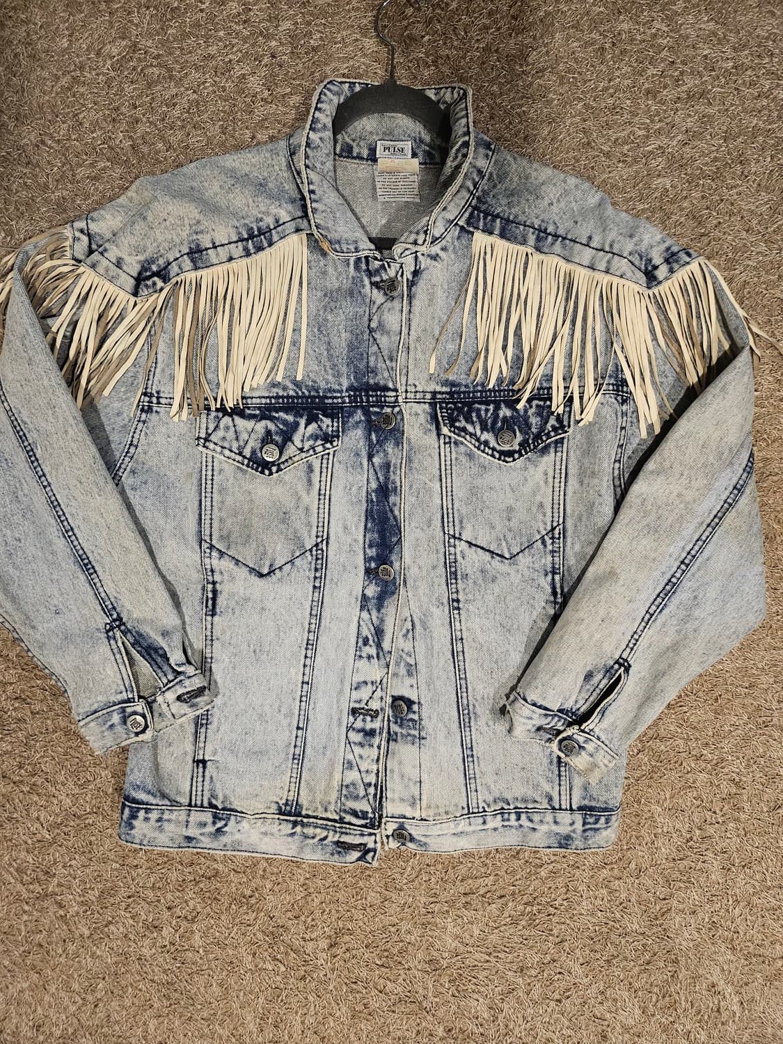 일본[L-105] 80's 빈티지 'PULSE' 웨스턴 프린지 데님 자켓 상품이미지1