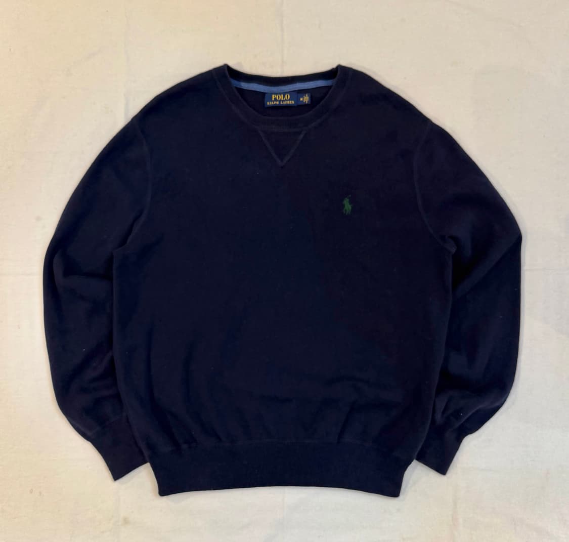 폴로 랄프로렌 와플 코튼 니트 네이비 상품이미지1