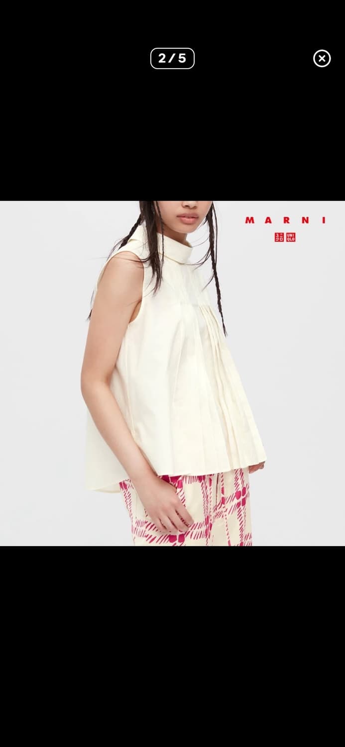 유니클로 마르니 블라우스 아이보리/네이비 S 상품이미지1