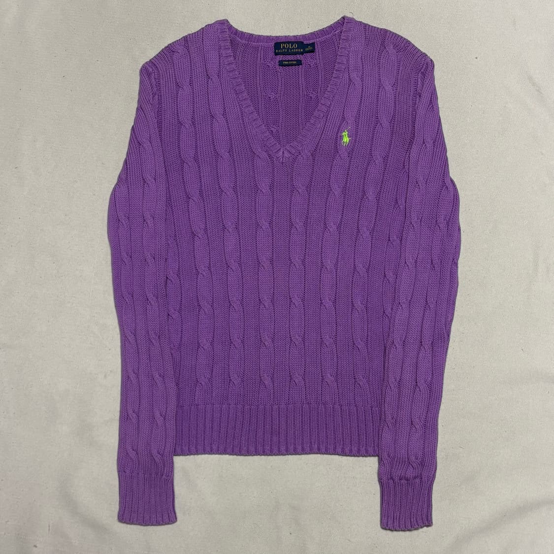 M 폴로랄프로렌 퍼플 브이넥 케이블 니트 상품이미지2
