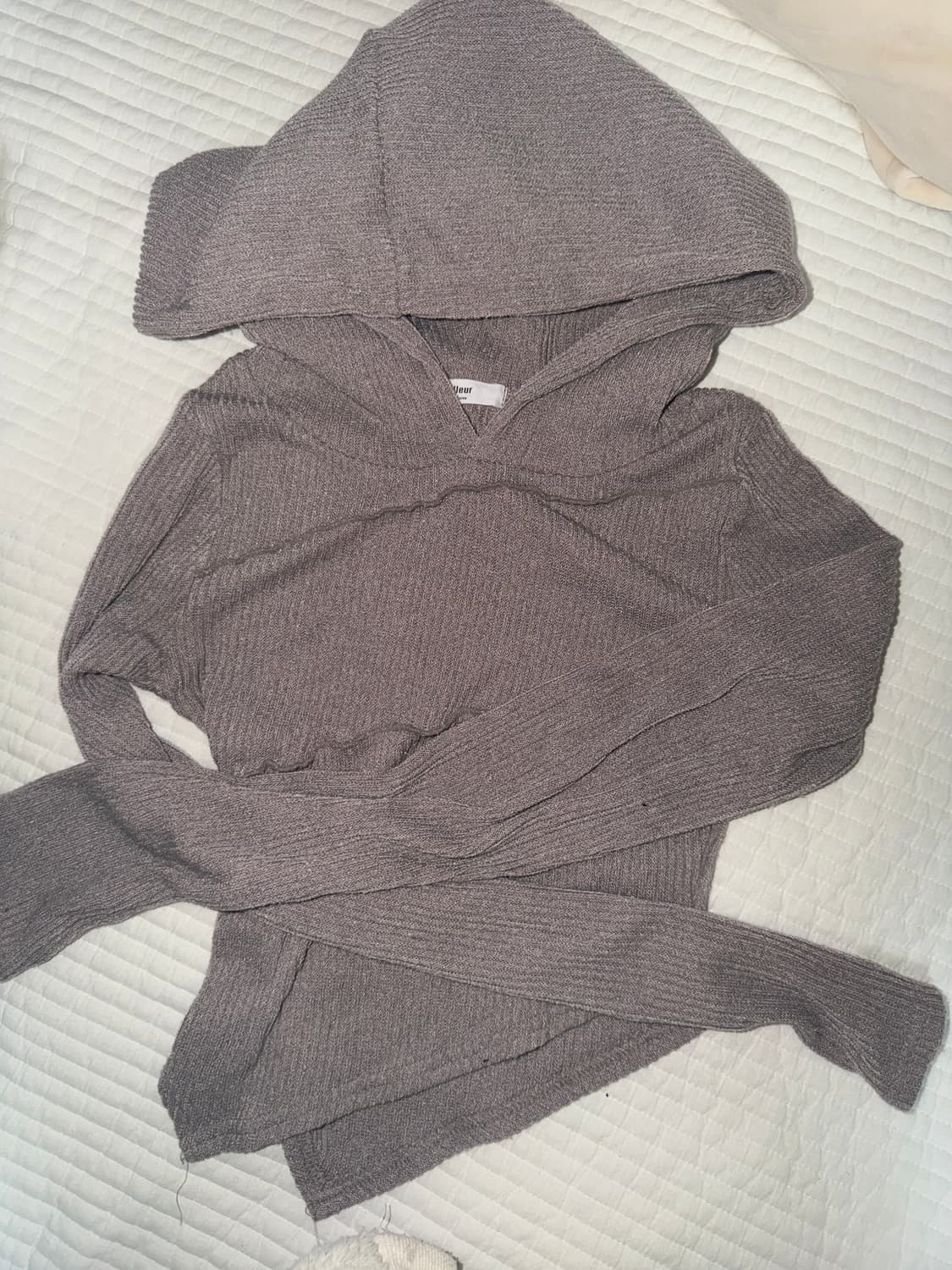 사선 숏 골지 후드티 hoodie 상품이미지1