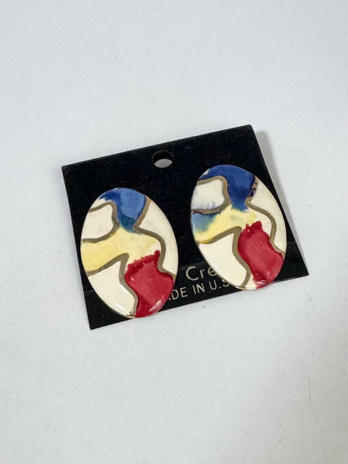USA 90s Mindi Creations 에나멜 추상화 빈티지 귀걸이 상품이미지1