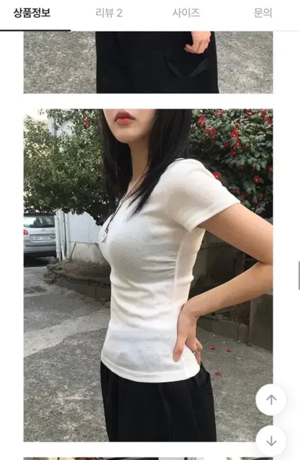 키비논 옆셔링 브이넥 반팔티 브라운 기본티 에이블리 블랙업 애니원모어 상품이미지1