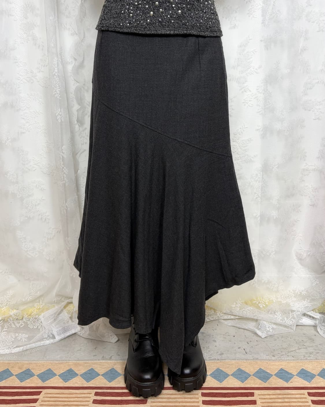 ANNA BASSANI asymmetric flare long skirt 상품이미지7