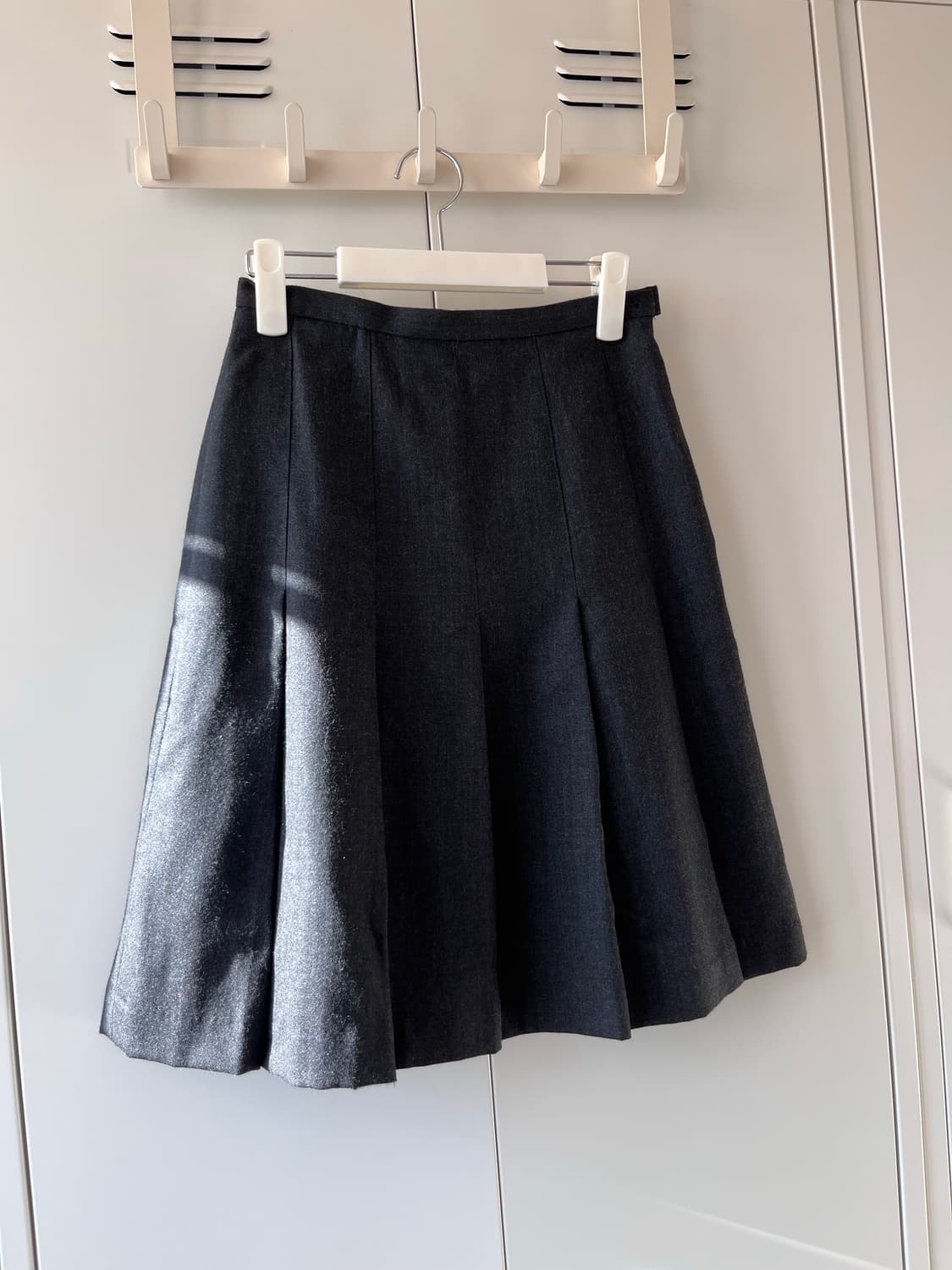 Japanese 빈티지 차콜 주름 플리츠 미디 스커트 상품이미지3