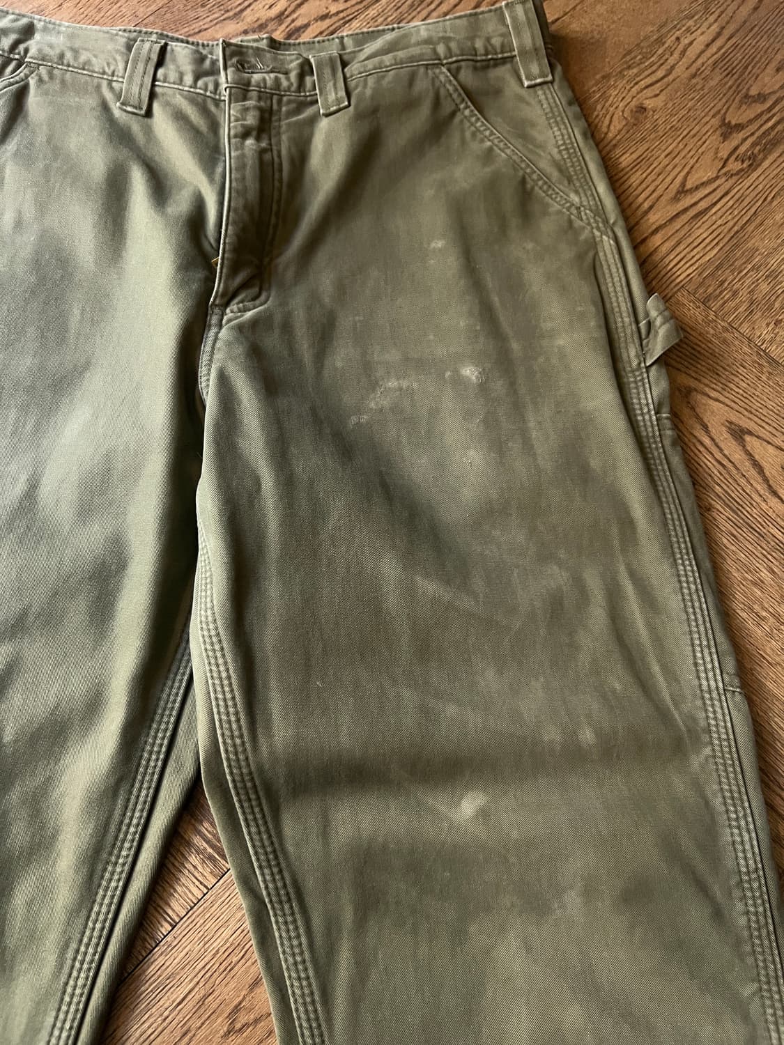 [34]칼하트 USA 체크라이닝 빈티지 페인팅 모스그린 싱글니 워크 팬츠 상품이미지5