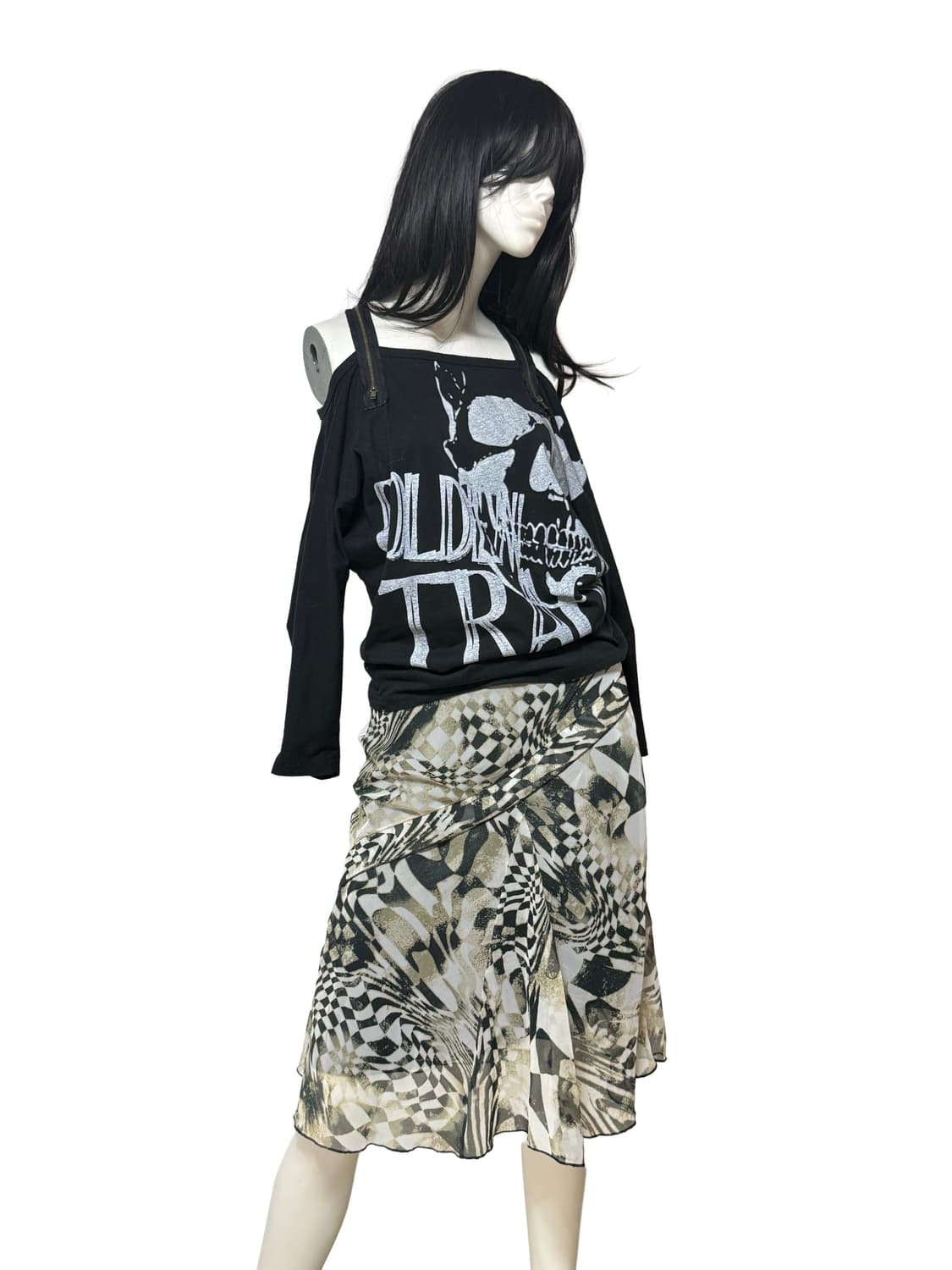 빈티지 Y2k 펑크 오프숄더 스쿨 탑 상품이미지1