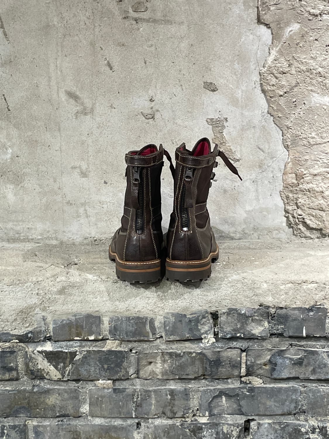 디젤 레어 브라운 백 패스너 컴뱃 레더 부츠 상품이미지5