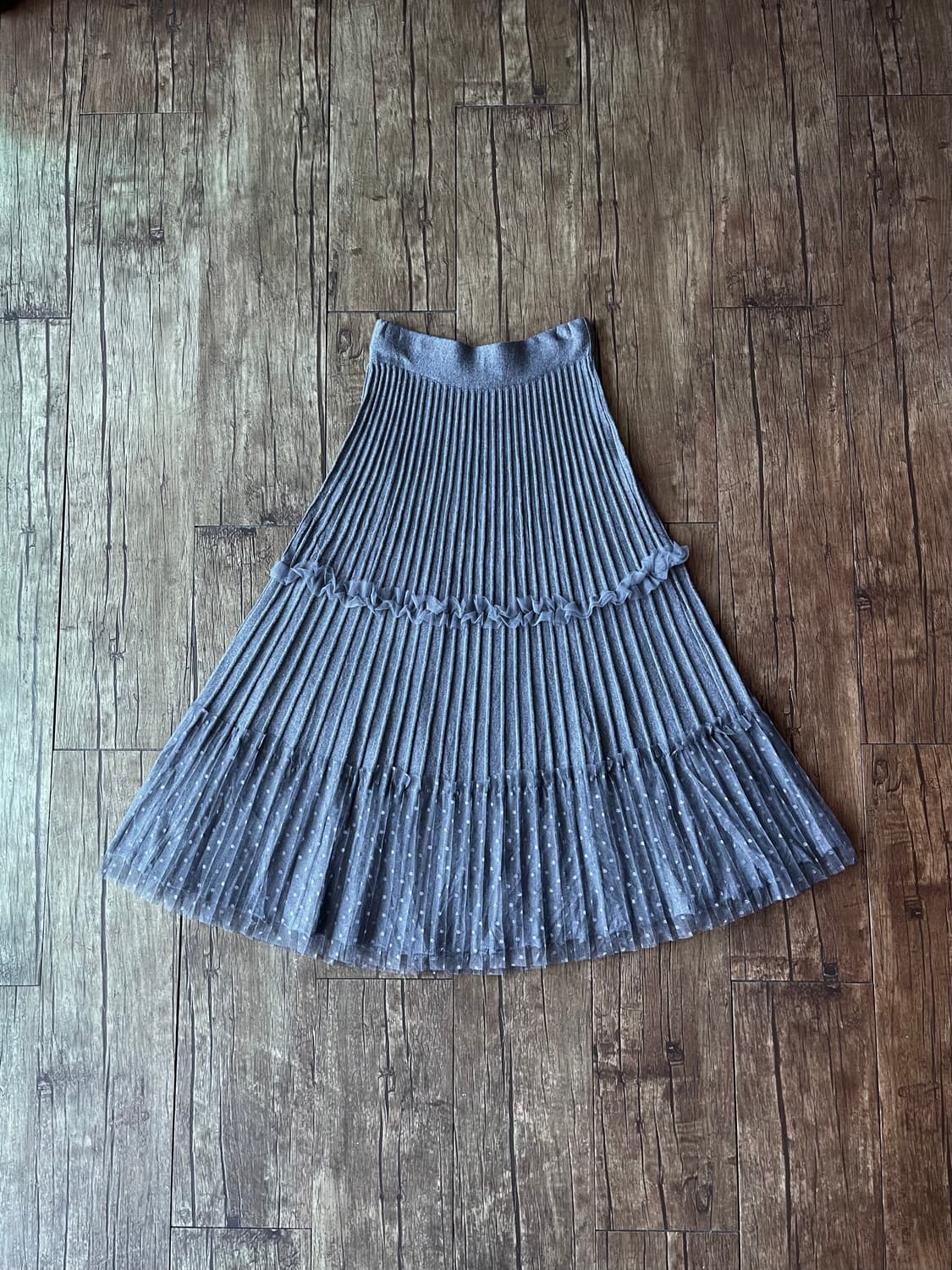 Knit pleats × Dotted mesh Skirt 상품이미지4
