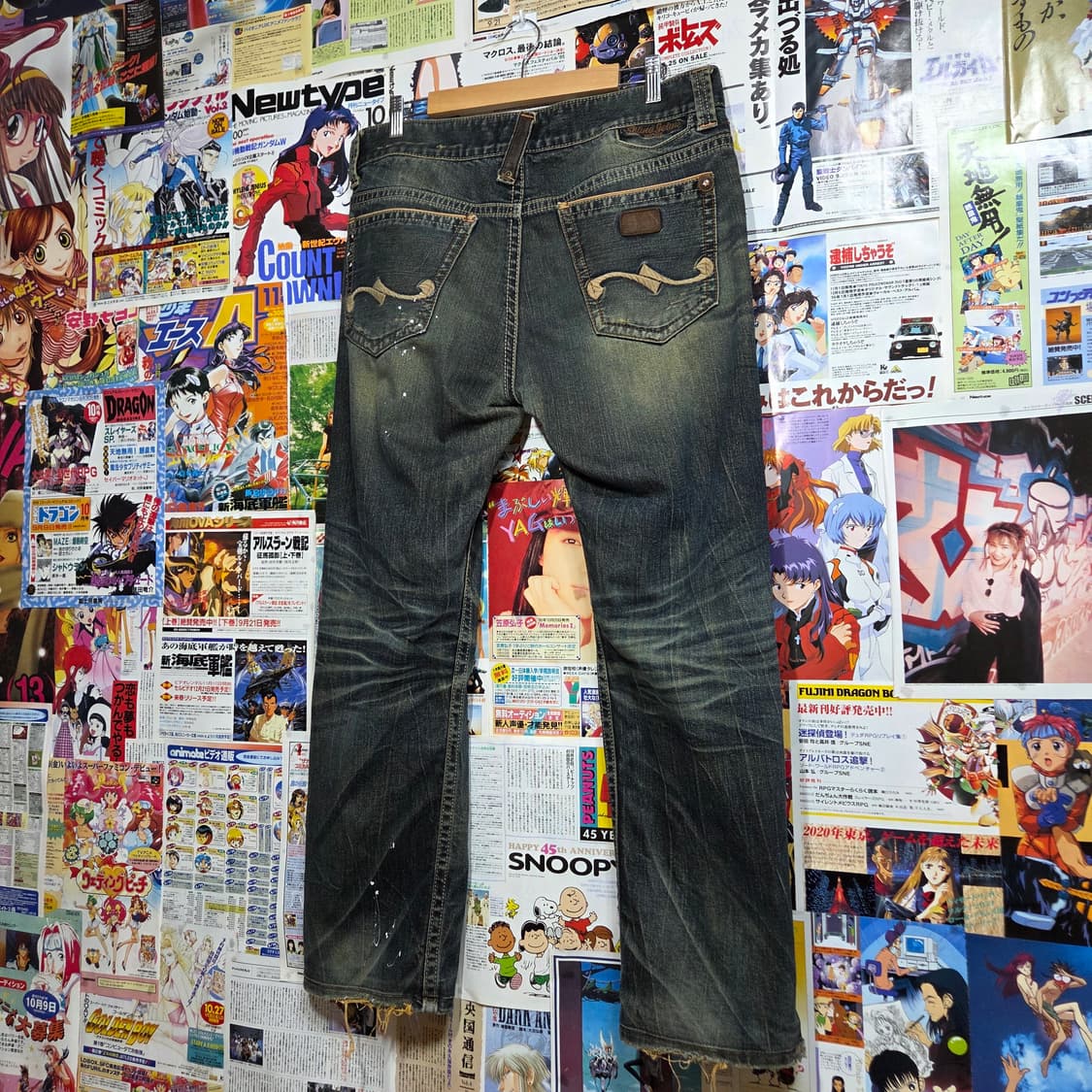 데미지 페인팅 샌드 워싱 데님 팬츠 상품이미지2