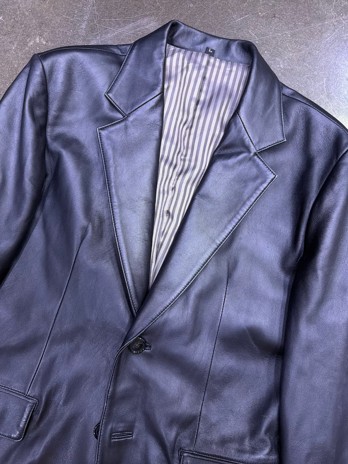 노블레스 심플 싱글 블레이저 양가죽 레더 자켓 L 상품이미지3