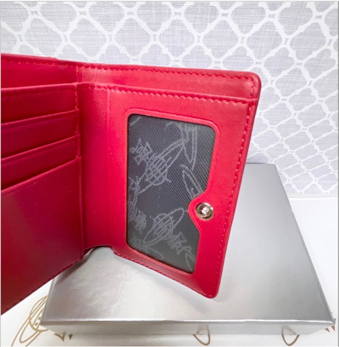 비비안웨스트우드 아카이브 레드 레더 하프월렛 반지갑 상품이미지2