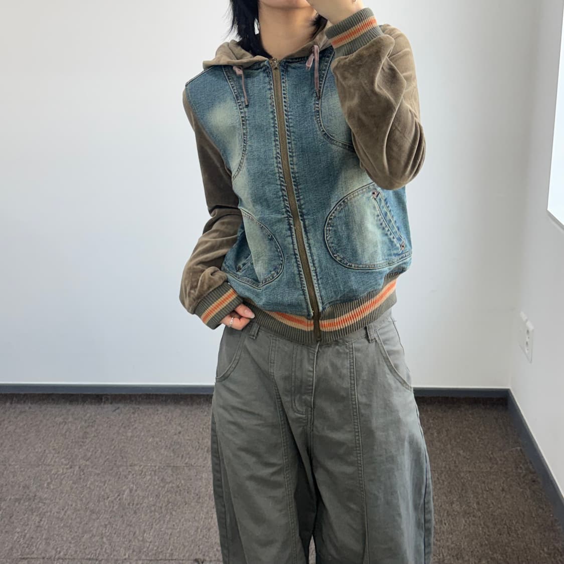 Jambangee 잠쟁이 데님 후드 자켓  상품이미지2